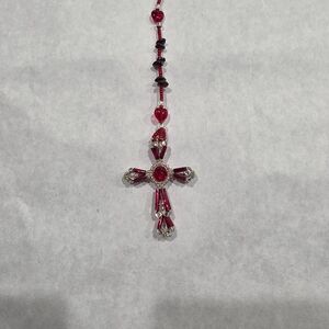 Radiant Red and Silver Cross Necklace